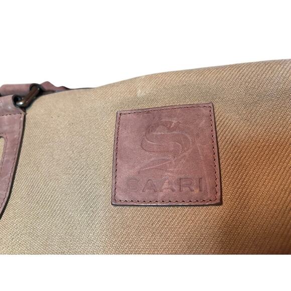 Saari Duffle Bag Madras Weekend Luggage Gym Military Green Brown Canvas Leather - Picture 5 of 12